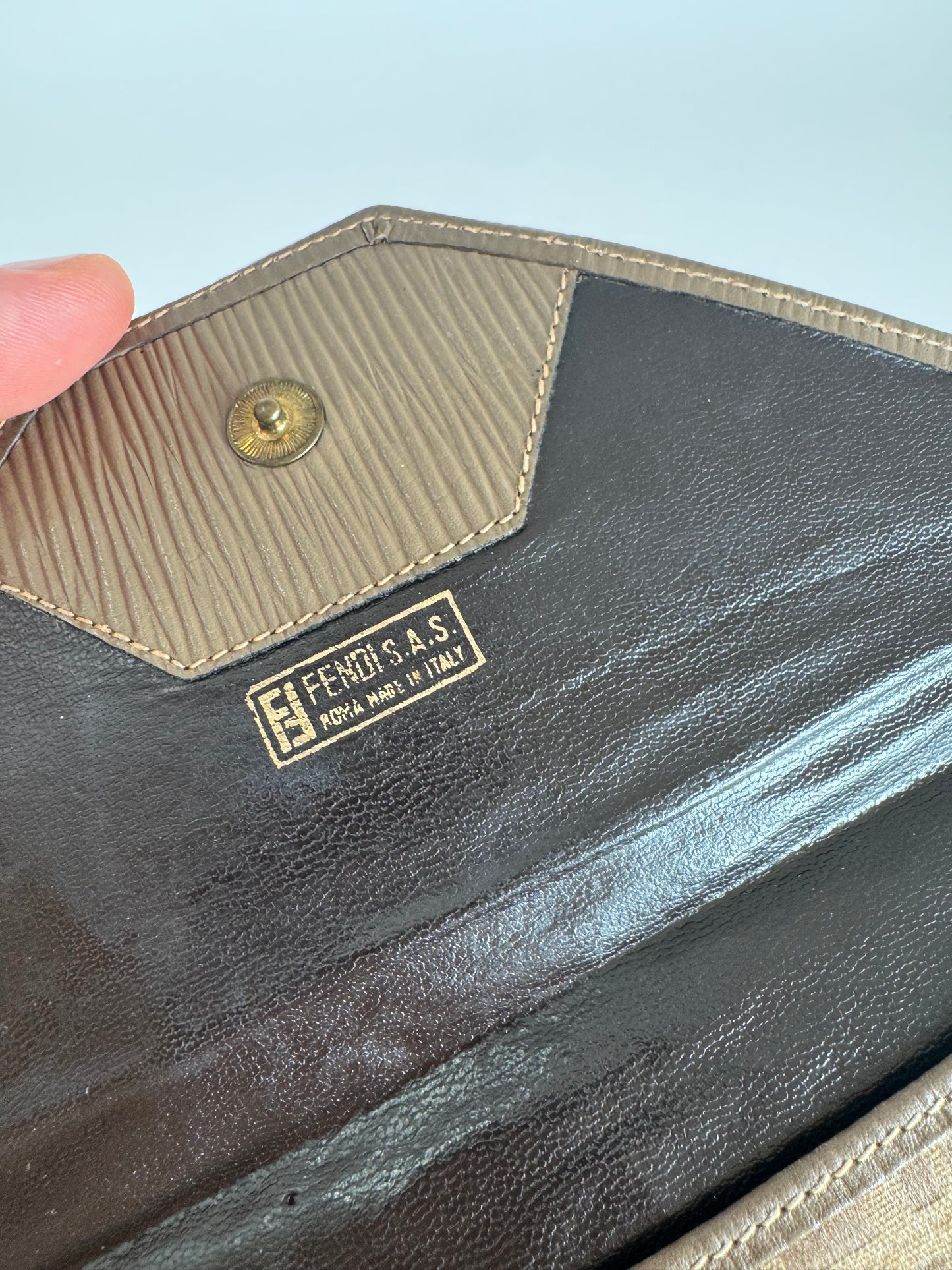 Vintage Fendi FF monogram Leather clutch brown