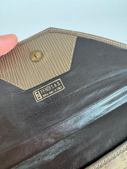 Vintage Fendi FF monogram Leather clutch brown