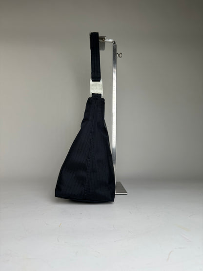 Vintage Givenchy Nylon Shoulder Bag Black Silver