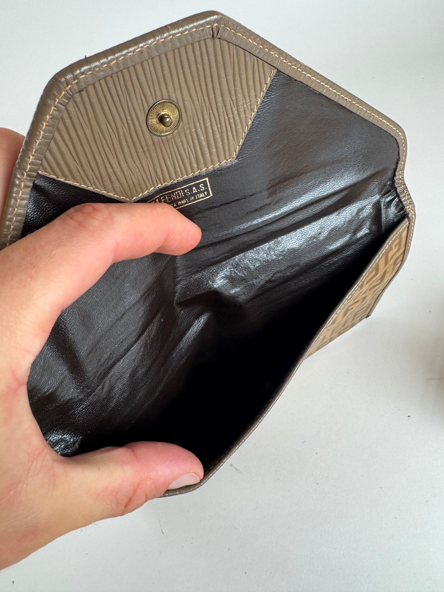 Vintage Fendi FF monogram Leather clutch brown