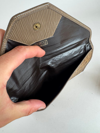 Vintage Fendi FF monogram Leather clutch brown