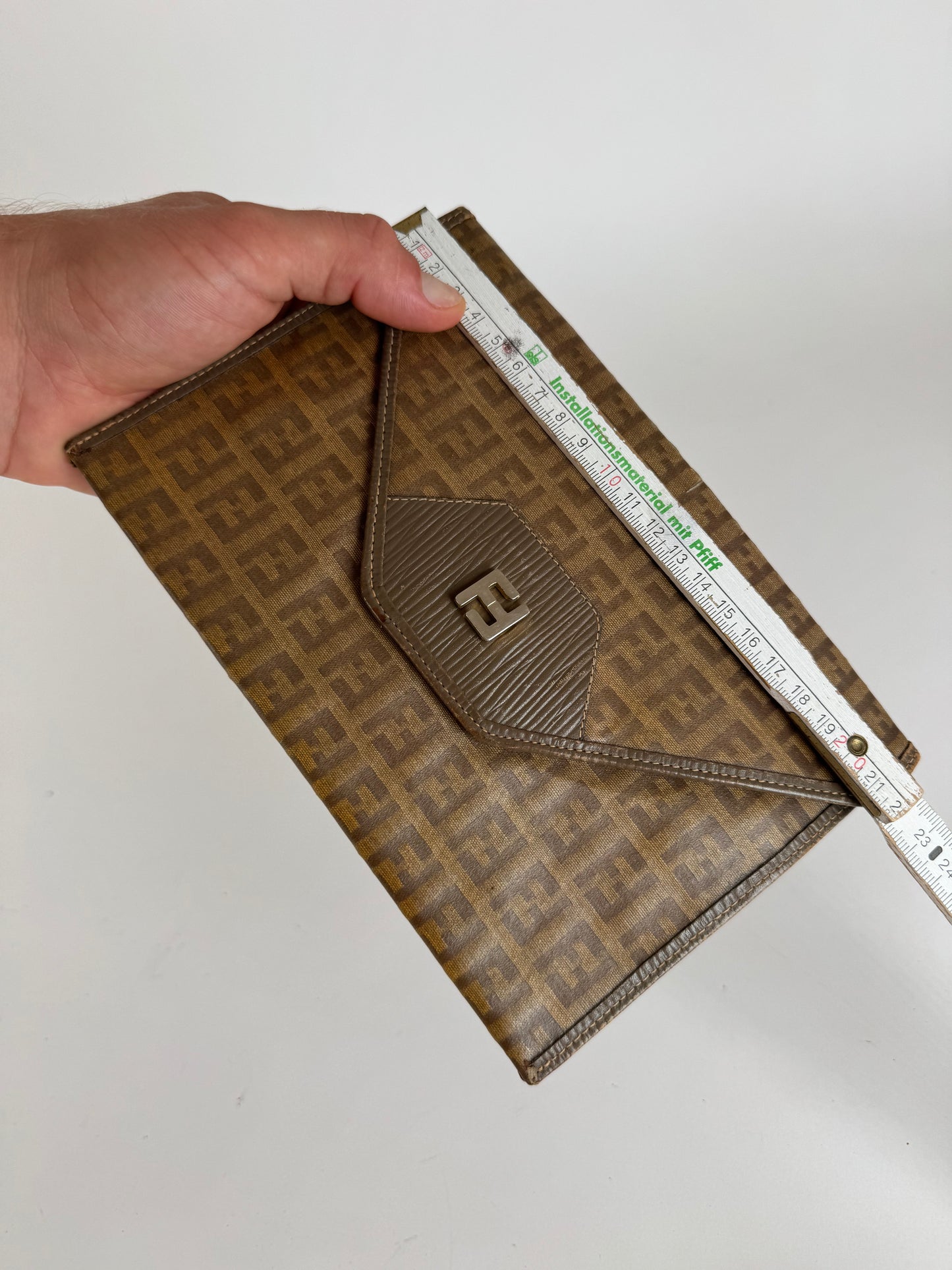 Vintage Fendi FF monogram Leather clutch brown