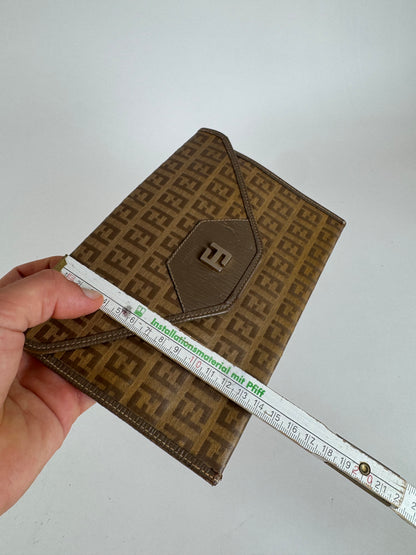 Vintage Fendi FF monogram Leather clutch brown