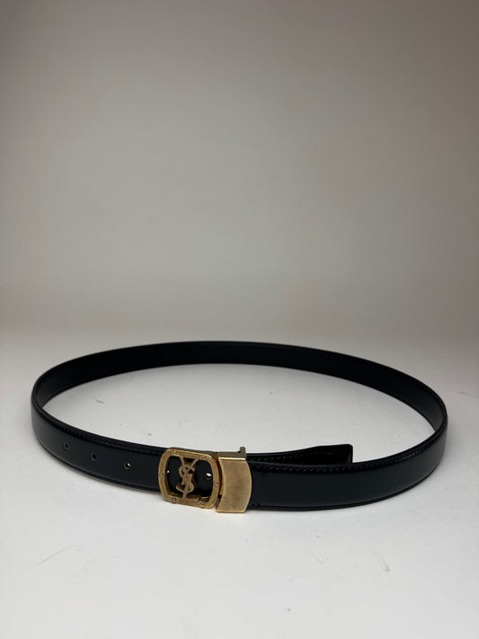Vintage Yves Saint Laurent Leather Belt Black