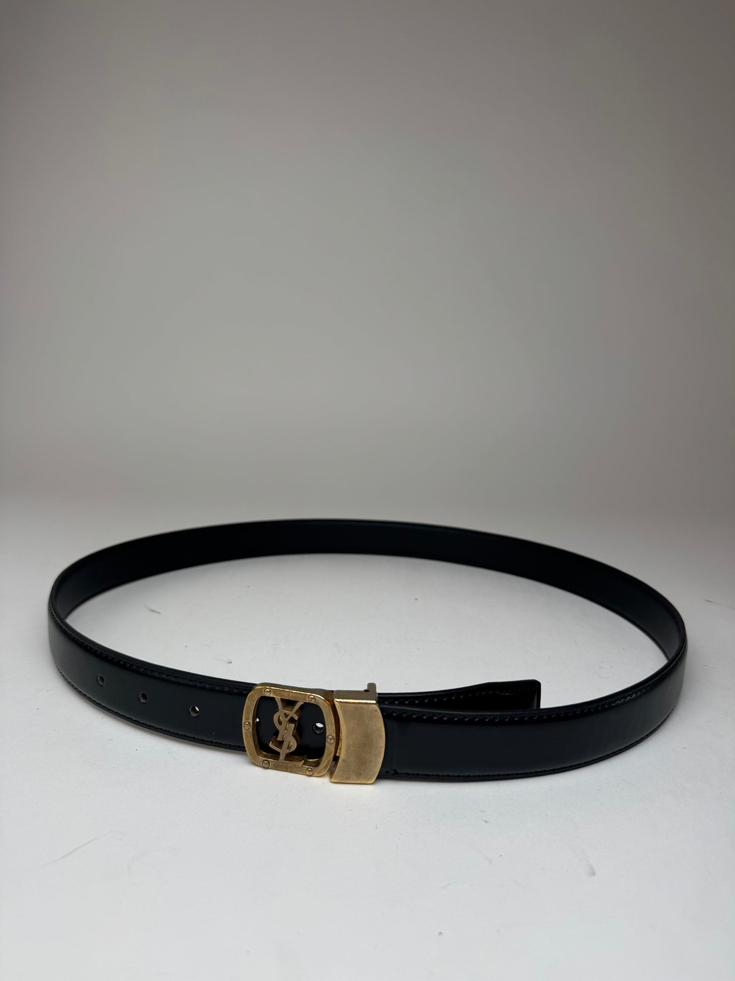 Vintage Yves Saint Laurent Leather Belt Black