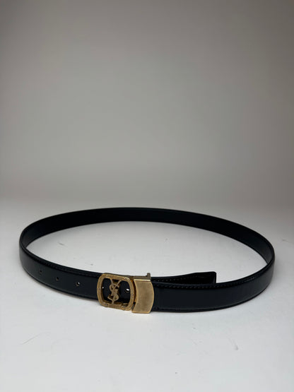 Vintage Yves Saint Laurent Leather Belt Black