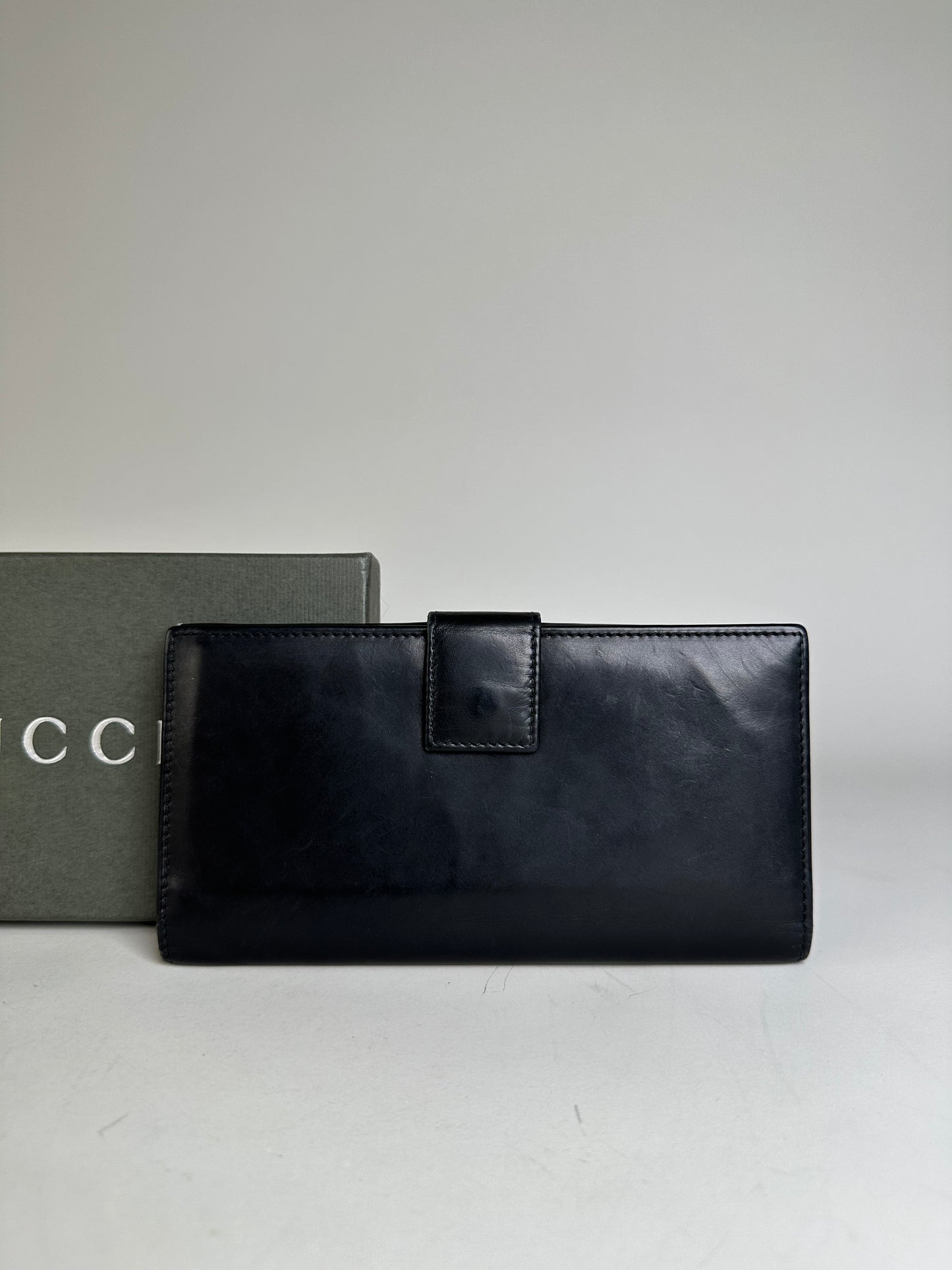 Vintage Gucci GG Logo Leather Wallet Black