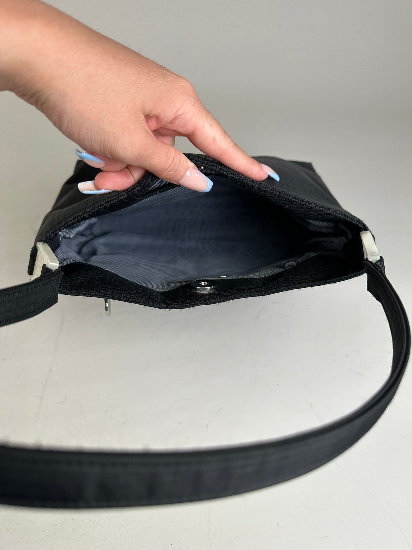 Vintage Givenchy Nylon Shoulder Bag Black Silver