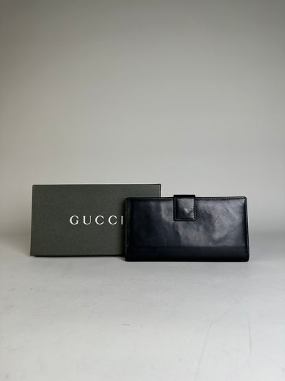 Vintage Gucci GG Logo Leather Wallet Black
