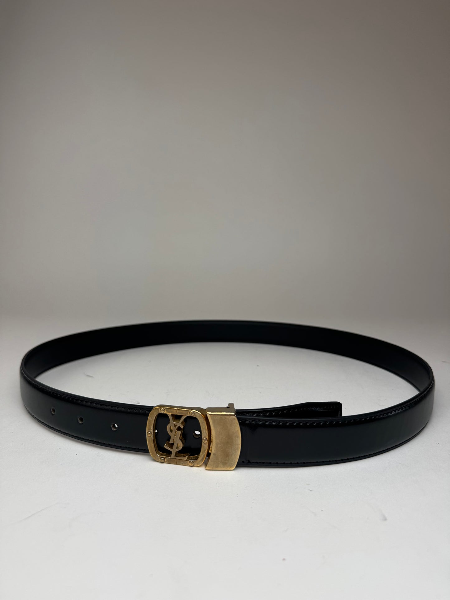 Vintage Yves Saint Laurent Leather Belt Black