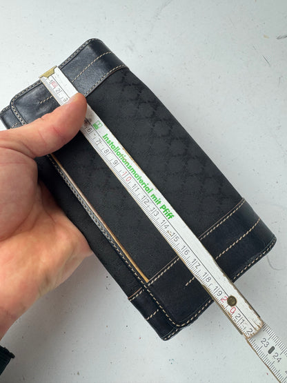 Vintage Celine Paris Monogram Leather Wallet Black