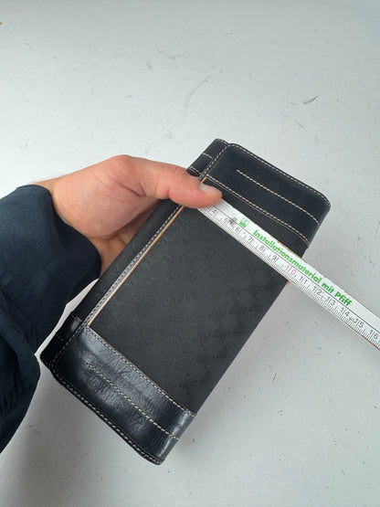 Vintage Celine Paris Monogram Leather Wallet Black