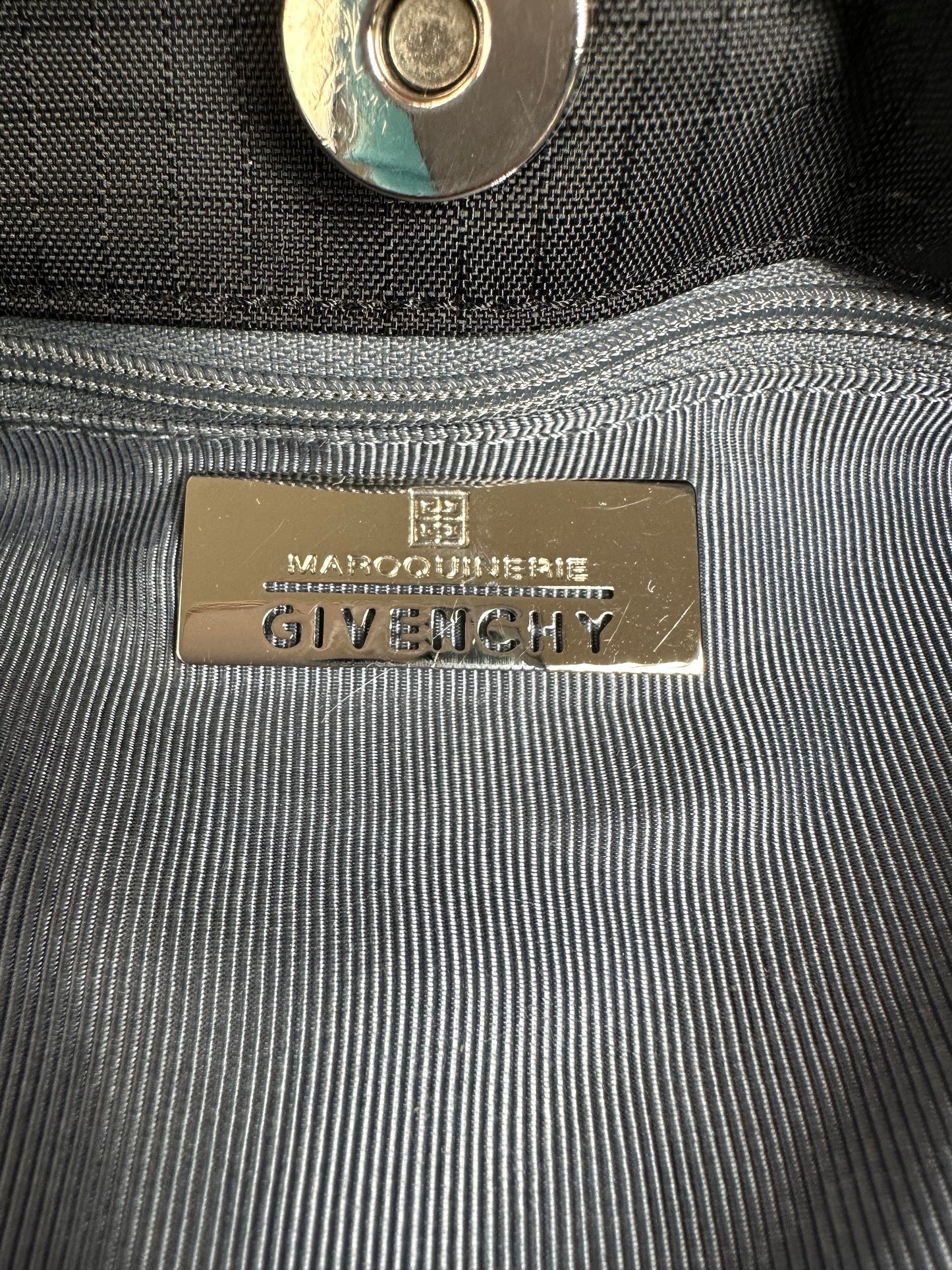 Vintage Givenchy Nylon Shoulder Bag Black Silver