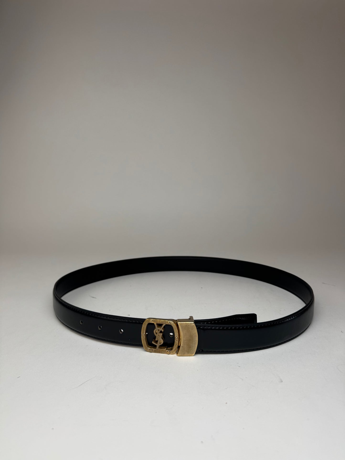 Vintage Yves Saint Laurent Leather Belt Black