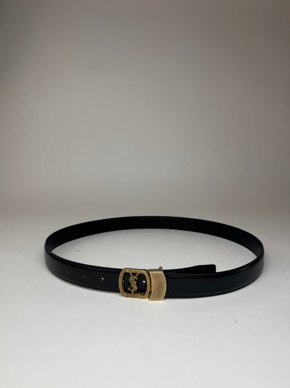Vintage Yves Saint Laurent Leather Belt Black