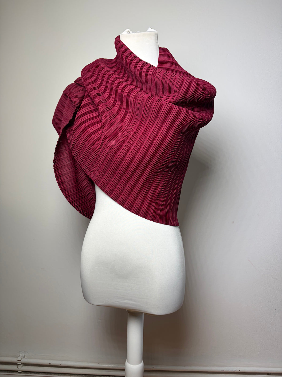 Vintage Issey Miyake Pleats Please Pleated Wrap c. Mid-2010s Burgundy