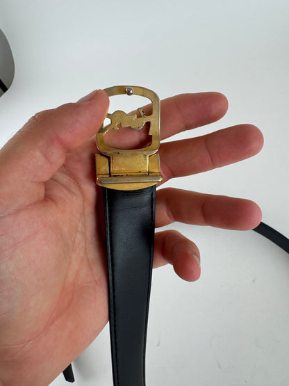 Vintage Yves Saint Laurent Leather Belt Black