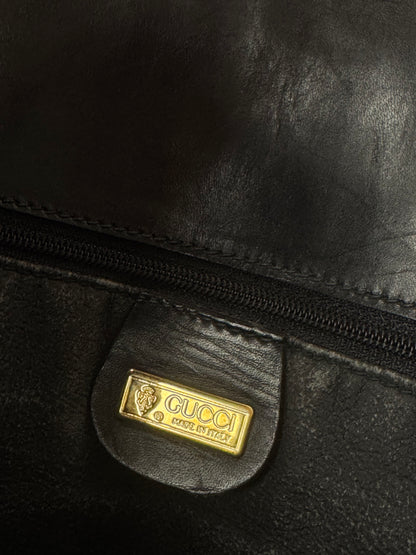 Vintage Gucci Monogram Leather Clutch Black