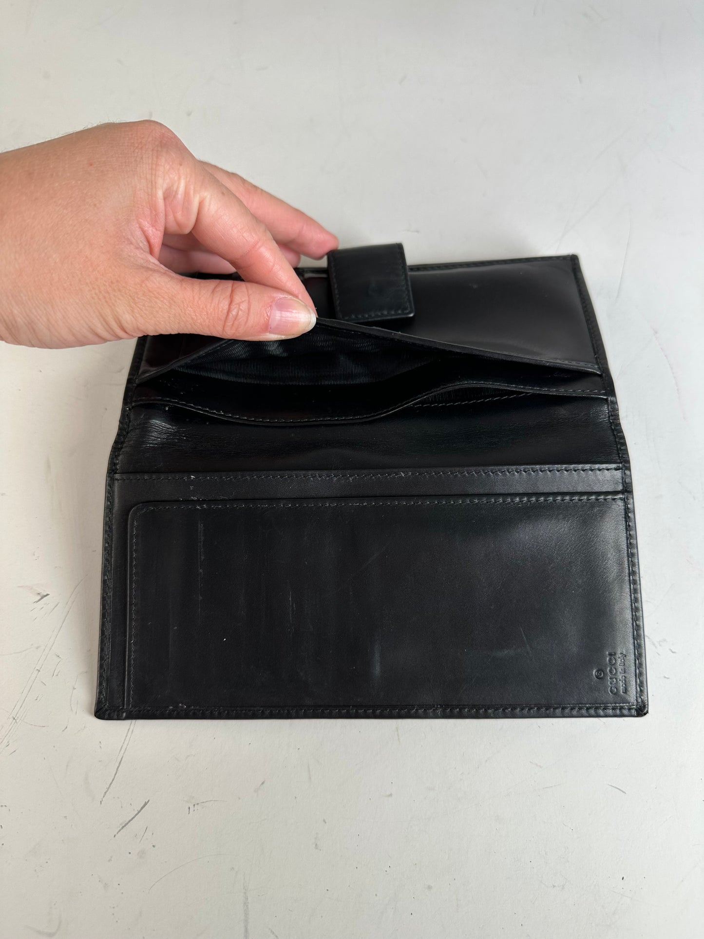 Vintage Gucci GG Logo Leather Wallet Black
