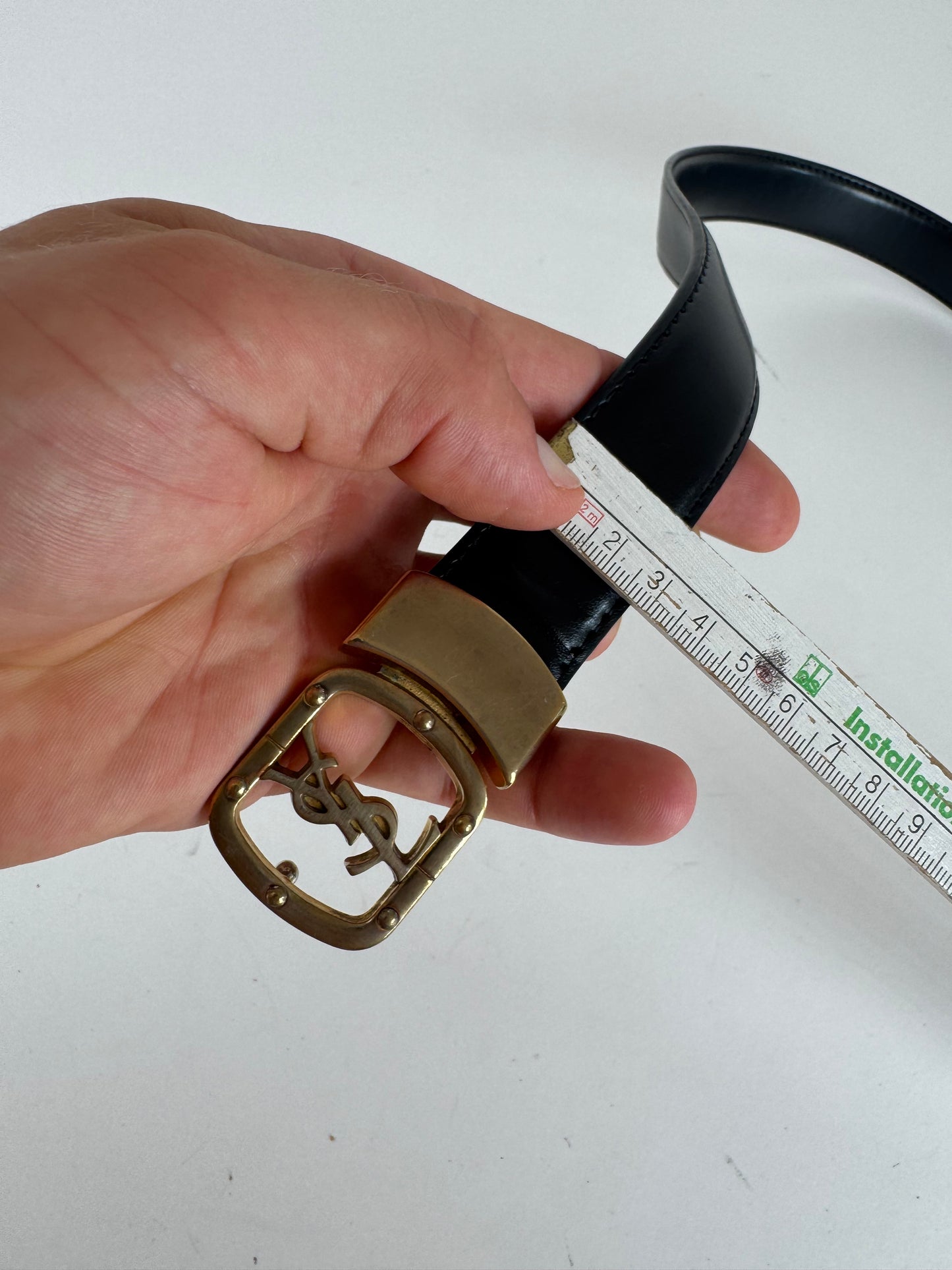 Vintage Yves Saint Laurent Leather Belt Black