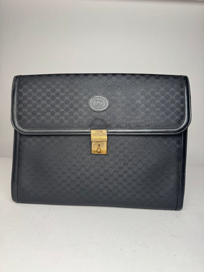 Vintage Gucci Monogram Leather Clutch Black