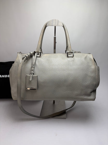 Vintage Jil Structured Pebbled Leather Top-Handle Bag c. 2010 Light Grey