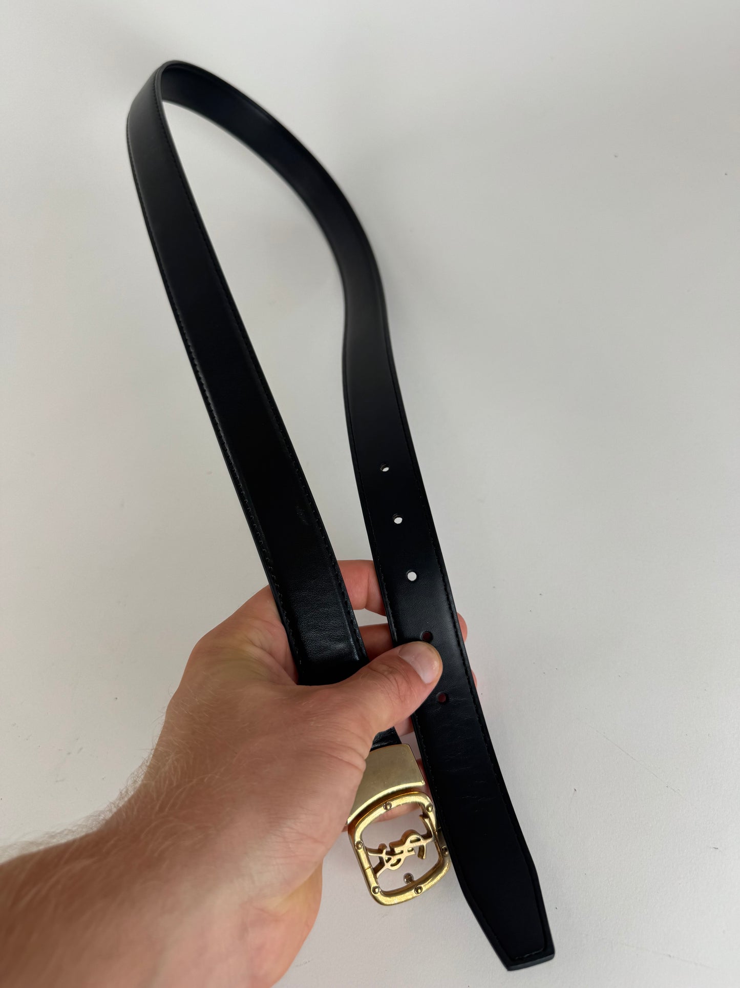 Vintage Yves Saint Laurent Leather Belt Black