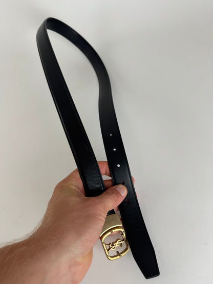 Vintage Yves Saint Laurent Leather Belt Black