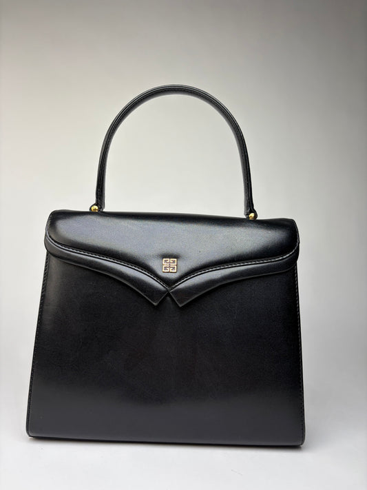 Vintage Givenchy Structured Top-Handle Bag Late 1970s Black
