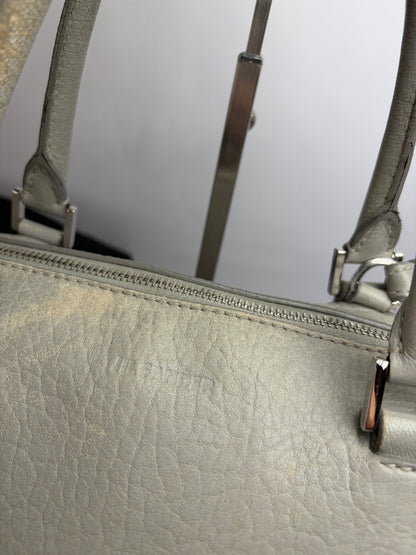 Vintage Jil Structured Pebbled Leather Top-Handle Bag c. 2010 Light Grey
