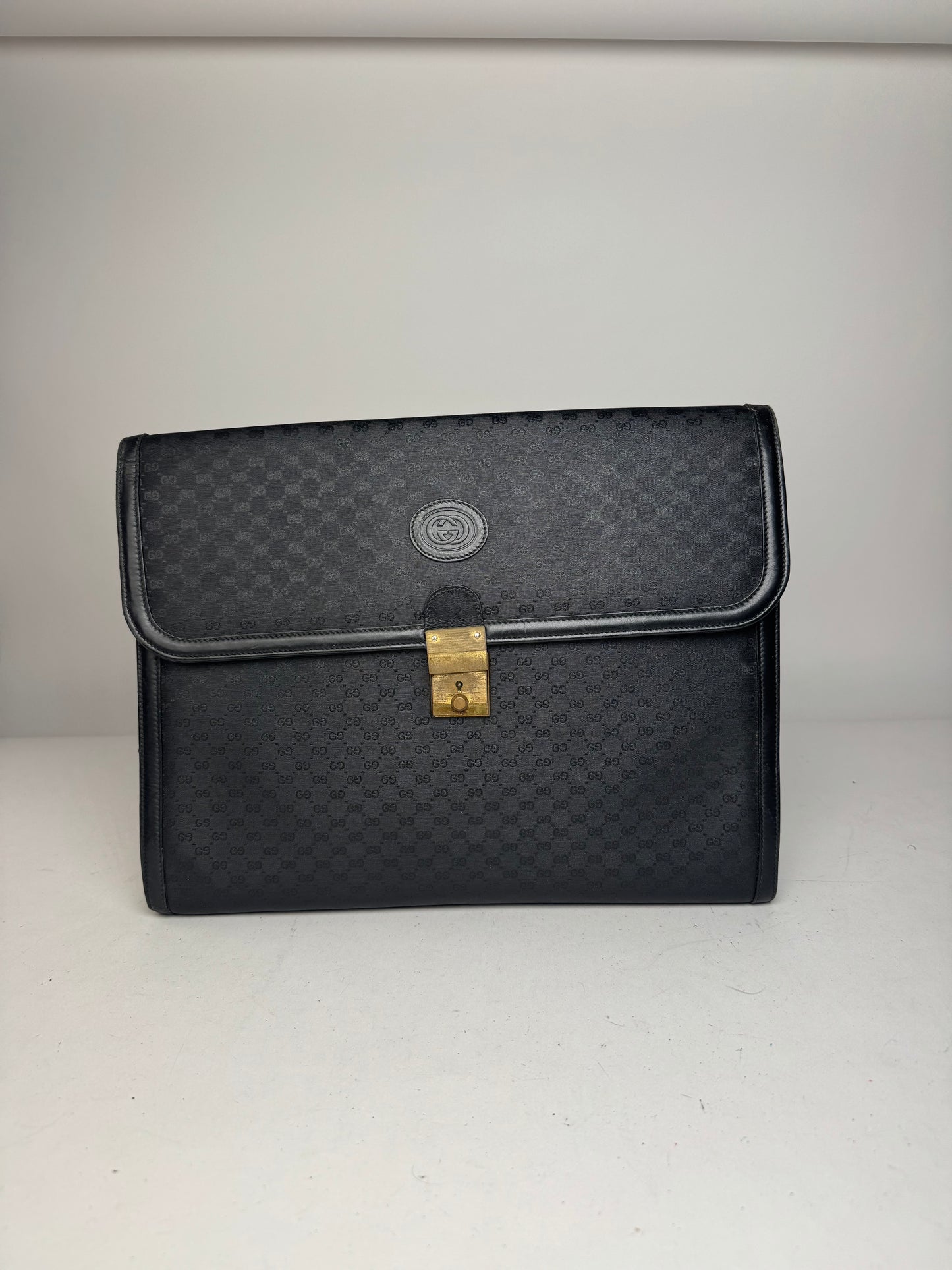 Vintage Gucci Monogram Leather Clutch Black
