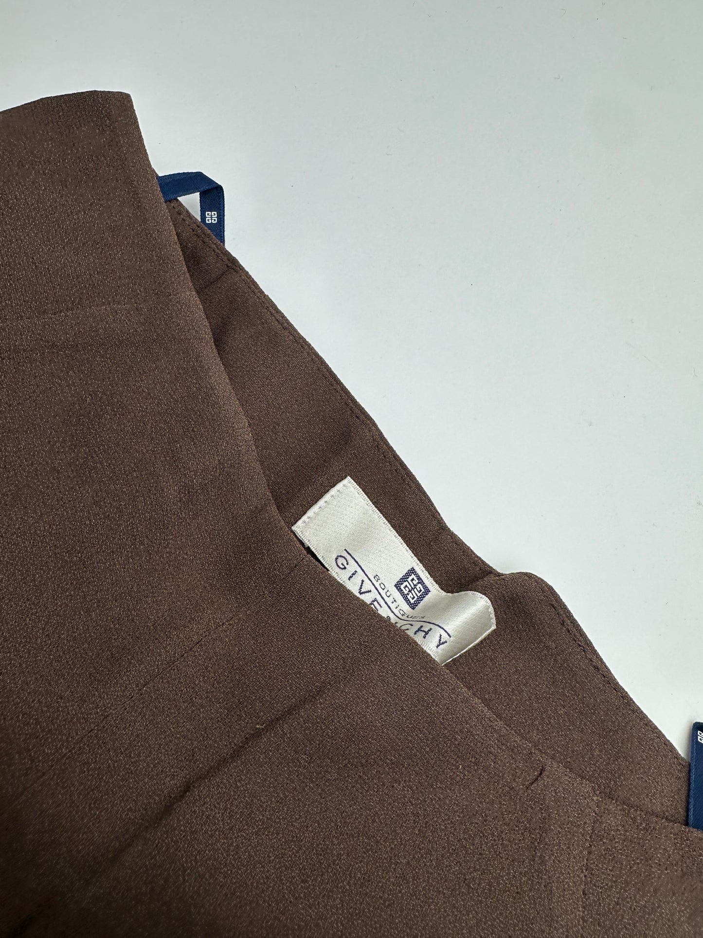 Vintage Givenchy Thin Layered Wide Leg Wool Pants Brown S