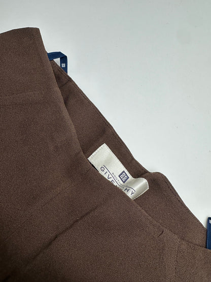 Vintage Givenchy Thin Layered Wide Leg Wool Pants Brown S