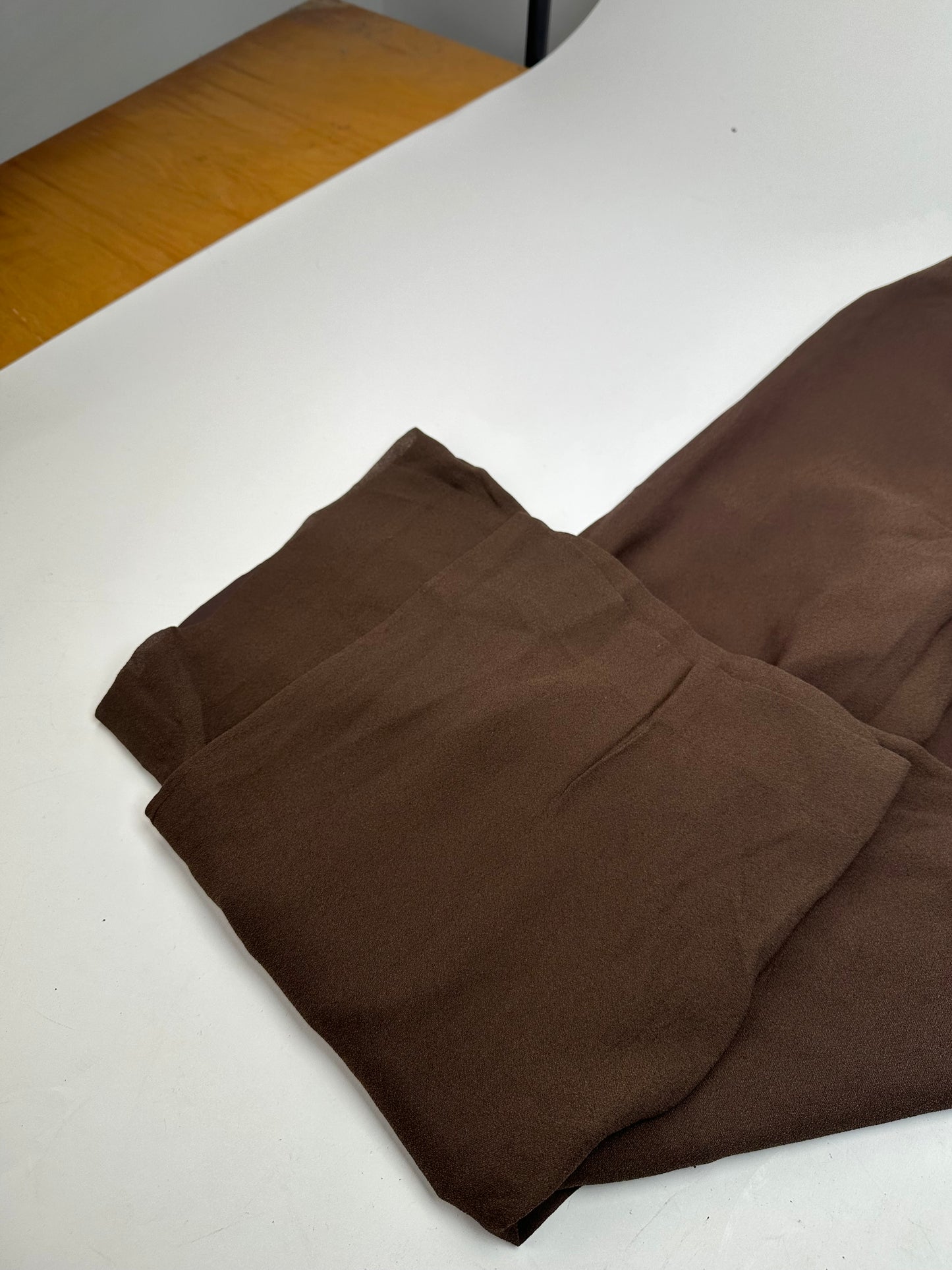 Vintage Givenchy Thin Layered Wide Leg Wool Pants Brown S