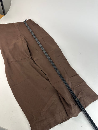 Vintage Givenchy Thin Layered Wide Leg Wool Pants Brown S