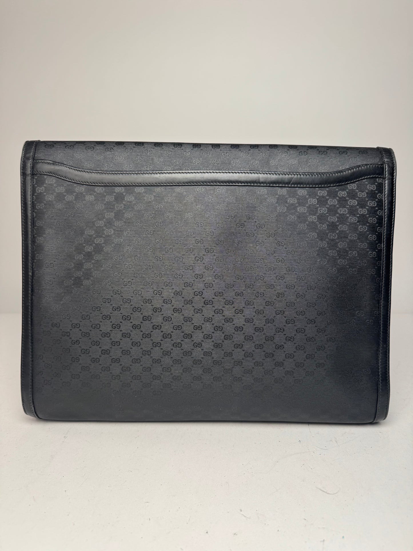 Vintage Gucci Monogram Leather Clutch Black