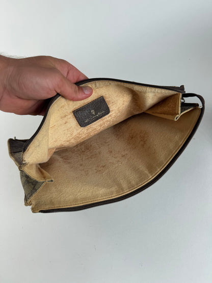 Vintage Gucci Ophidia monogram leather clutch brown gray
