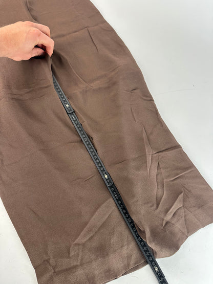 Vintage Givenchy Thin Layered Wide Leg Wool Pants Brown S