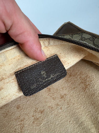 Vintage Gucci Ophidia monogram leather clutch brown gray