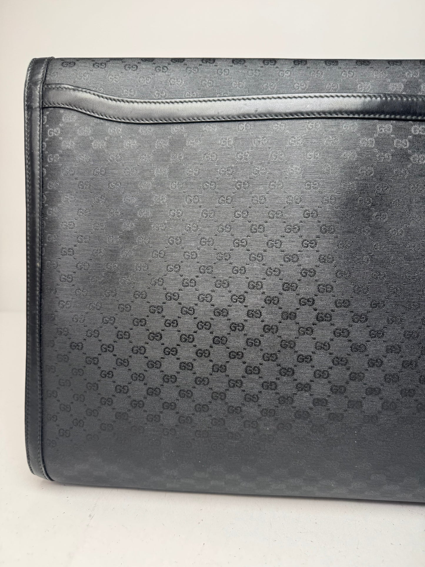 Vintage Gucci Monogram Leather Clutch Black