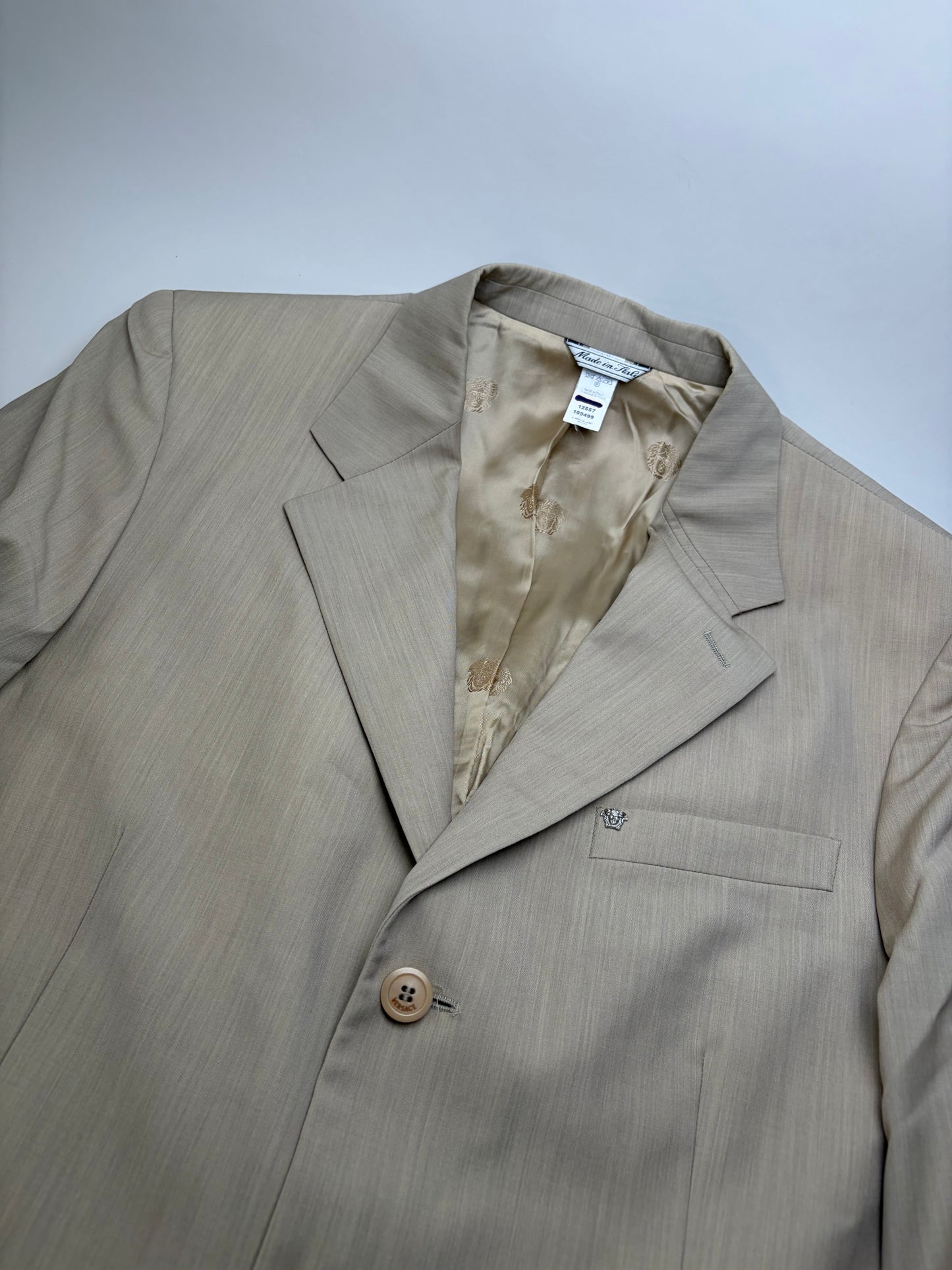 Vintage Gianni Versace Men's Silk Blend Suit Set Beige M