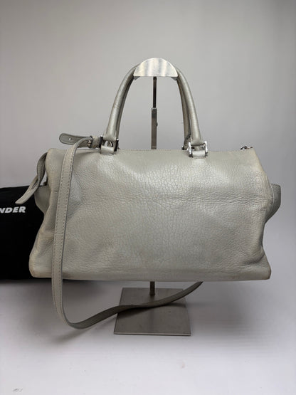 Vintage Jil Structured Pebbled Leather Top-Handle Bag c. 2010 Light Grey