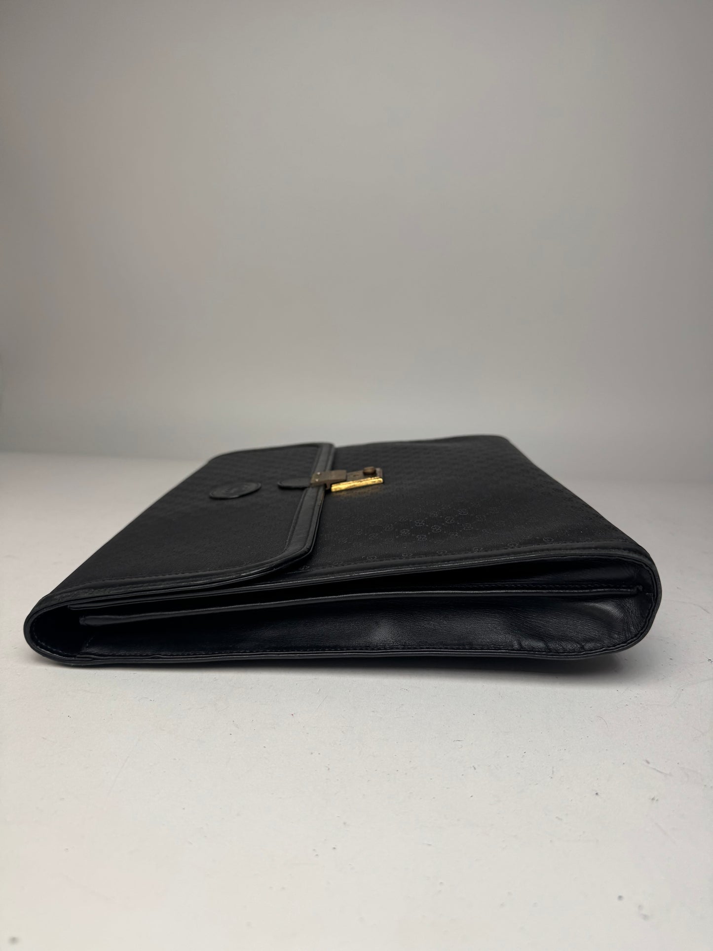 Vintage Gucci Monogram Leather Clutch Black