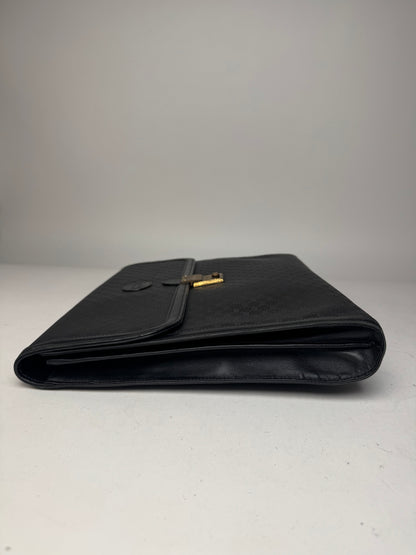 Vintage Gucci Monogram Leather Clutch Black