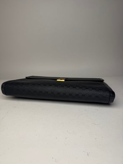 Vintage Gucci Monogram Leather Clutch Black