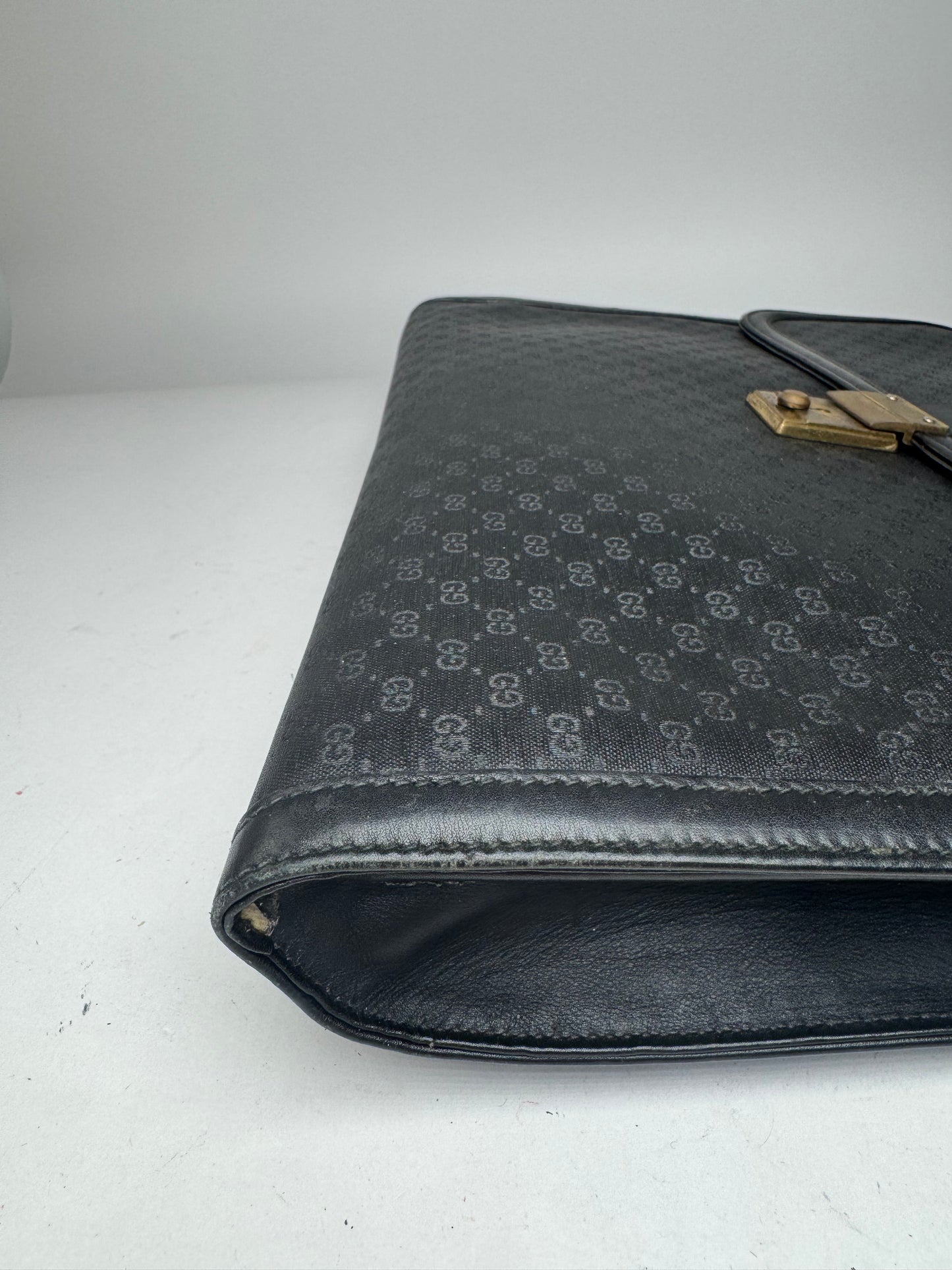 Vintage Gucci Monogram Leather Clutch Black