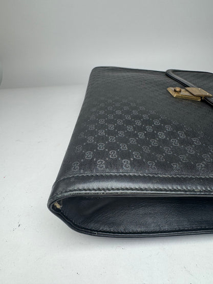 Vintage Gucci Monogram Leather Clutch Black