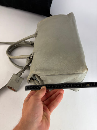 Vintage Jil Structured Pebbled Leather Top-Handle Bag c. 2010 Light Grey