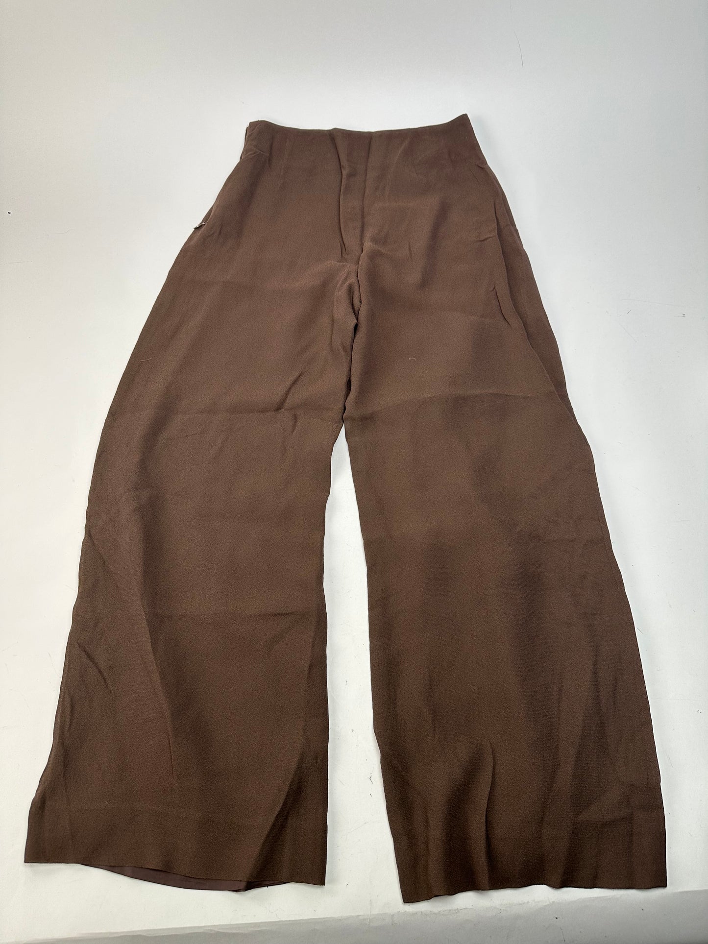 Vintage Givenchy Thin Layered Wide Leg Wool Pants Brown S
