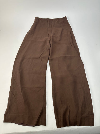 Vintage Givenchy Thin Layered Wide Leg Wool Pants Brown S